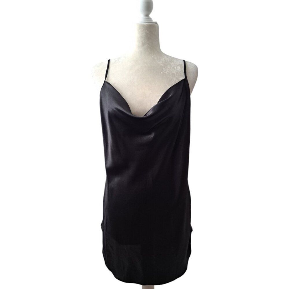 L.A. Intimates VTG Made In USA Women's Black Satin Slip Dress Medium